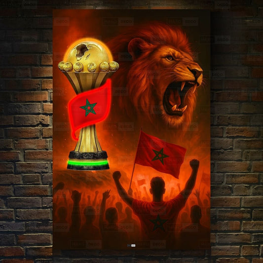 Tableau LED Foot – Lion de la Victoire Maroc 2025